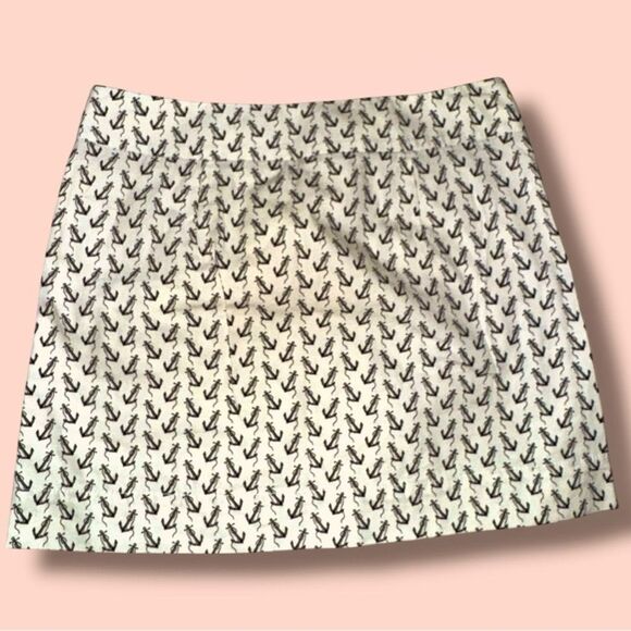 J. Crew Skirt Y2K Ivory Black Anchor Print 100 Cotton Mini Classic Preppy Size 6 - Picture 4 of 16